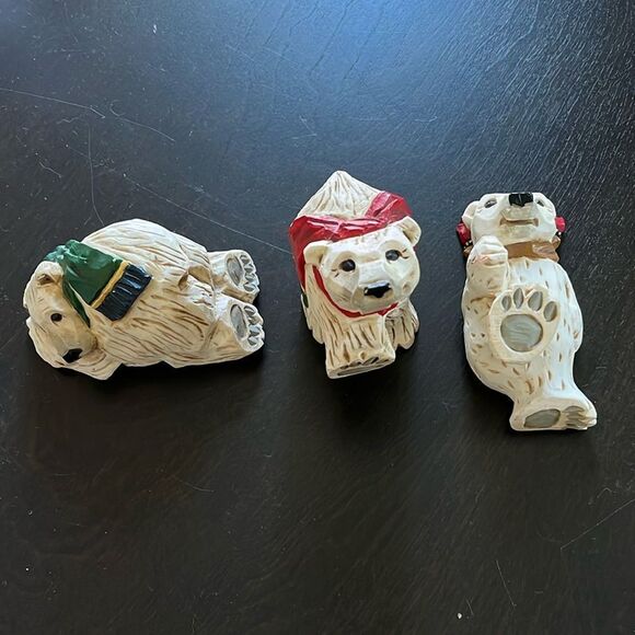 David Frykman set of 3 Christmas Polar Bear Figurines - Picture 1 of 11
